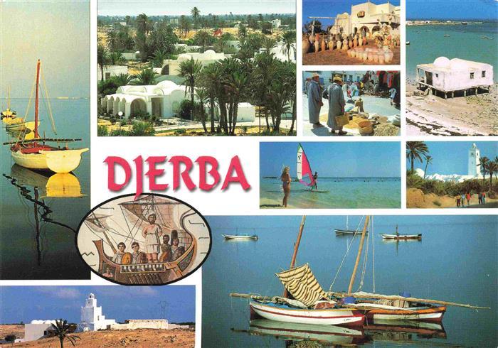 Djerba Jerba Tunesie Teilansichten Strand Hotels Fischerboote