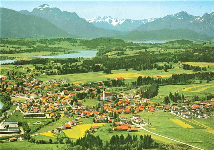 Lechbruck am See Bayern Fliegeraufnahme mit Allgaeuer Alpen