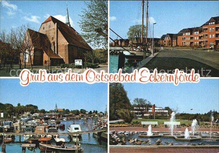 ECKERNFoeRDE Ostseebad Kirche Hafen Kai Park Wasserspiele