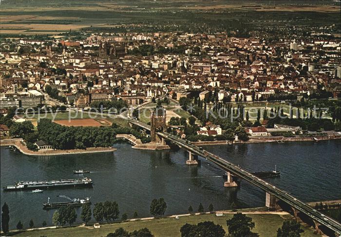 Worms Rhein Nibelungenbruecke Fliegeraufnahme