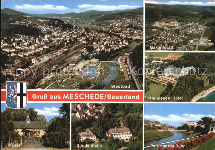 Meschede Stadtbad Gartenstadt Hennesee Hotel Blindenheim Klause Partie an der Ru