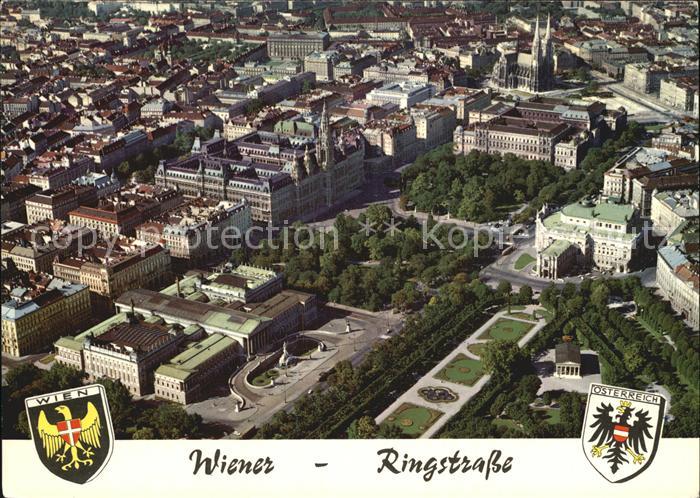 Wien Ringstrasse Parlament Rathaus Universitaet Votivkirche Burgtheater Volksgar