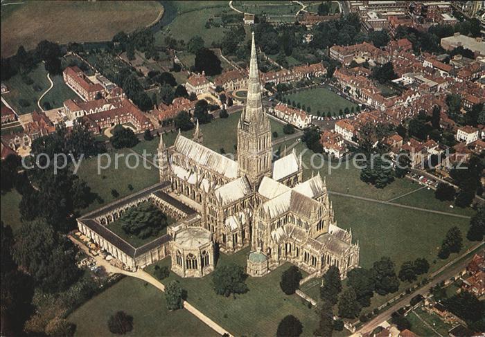 Salisbury Wiltshire Cathedral aerial view