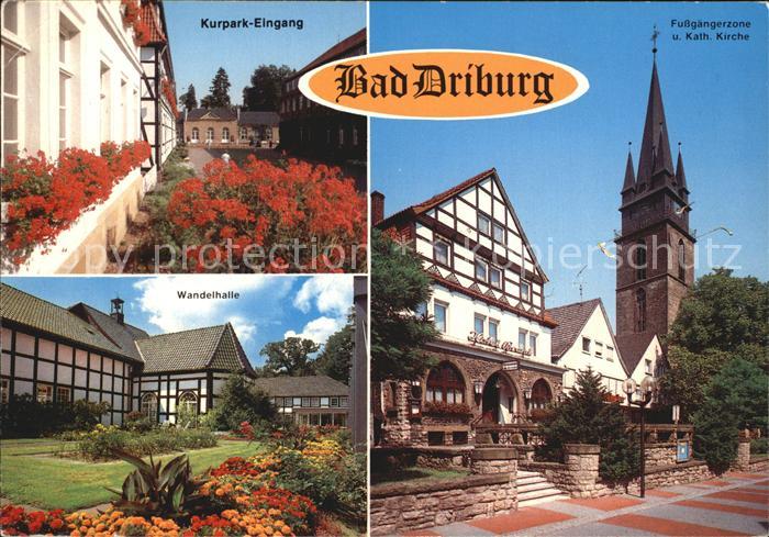 Bad Driburg Kurpark Eingang Fussgaengerzone Kath Kirche Wandelhalle