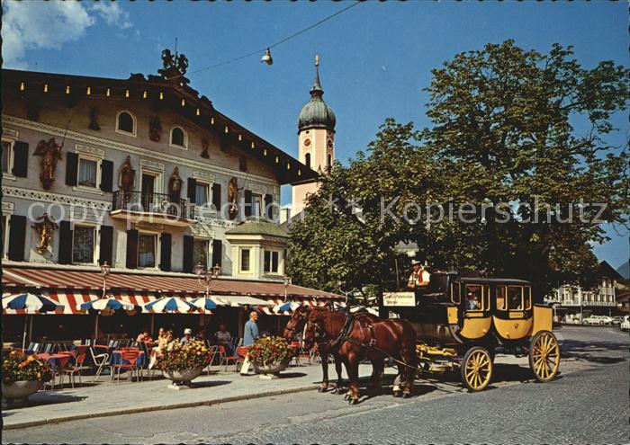 GARMISCH-PARTENKIRCHEN Bayern Postkutsche Marienplatz Hotel Post Pfarrkirche St