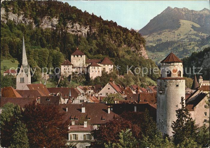 Feldkirch Vorarlberg Katzenturm Schattenburg Blick gegen Bazora Gurtisspitze
