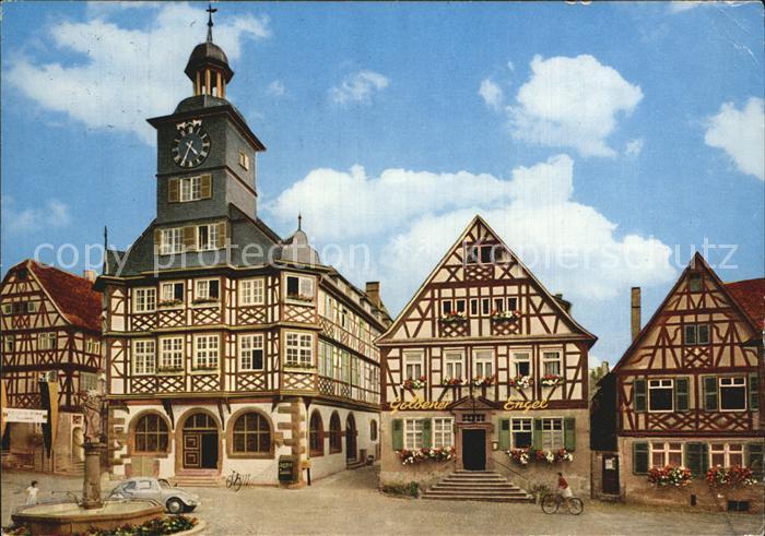 Heppenheim Bergstrasse Gasthaus Zum Goldenen Engel Fachwerkhaeuser Brunnen