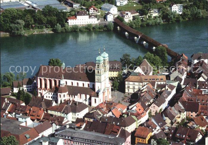 Bad Saeckingen St. Fridolinsmuenster Fliegeraufnahme mit Bruecke
