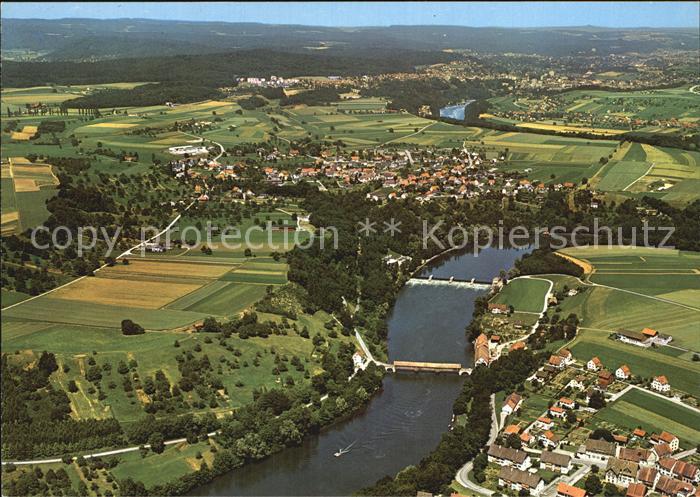 Altenburg Rheinau Baden Fliegeraufnahme mit Rheinbruecke