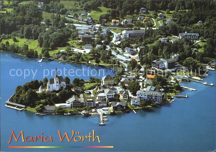 Maria Woerth Woerthersee Fliegeraufnahme Halbinsel mit Pfarrkirche