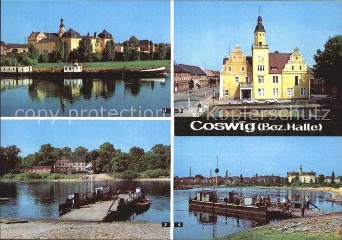 Coswig Sachsen Schloss Elbfaehre Rathaus Elbepartie