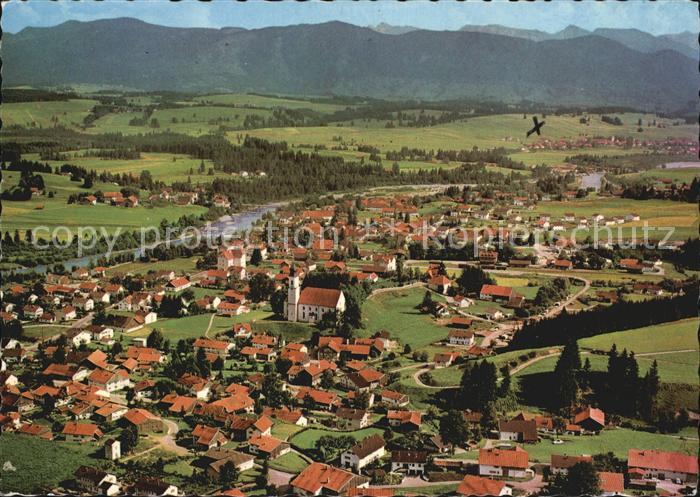 Lechbruck See Fliegeraufnahmemit Ammer und Kenzen Hochgebirge