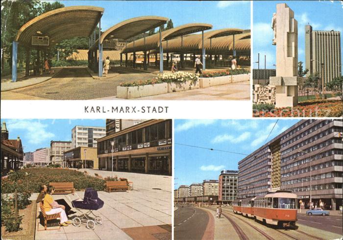 Karl-Marx-Stadt Karl Marx Allee Ensemble Lobgedichte und Interhotel Kongress Am