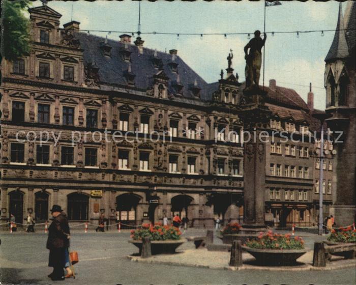 ERFURT  CITY Fischmarkt mit Gildehaus und Roland