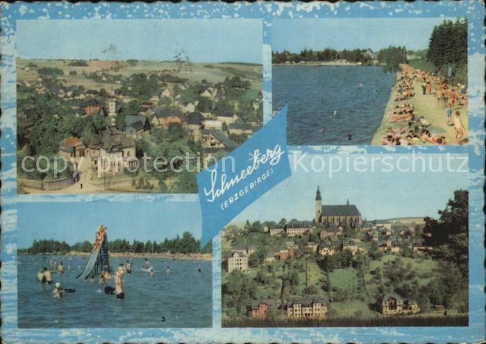Schneeberg Erzgebirge Neustaedtel Filzteich Badestrand Kirche