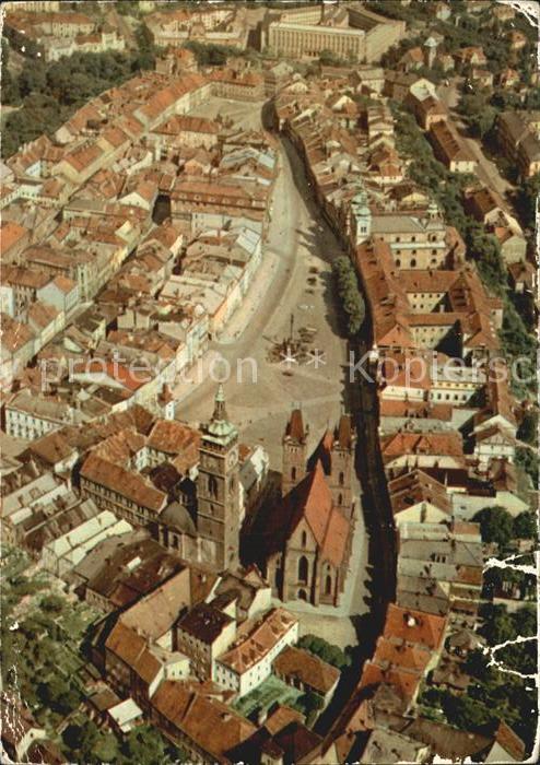 Kralovehradecko Hradec Kralove Zizkovo namesti Zizkaplatz Kirche Fliegeraufnahme