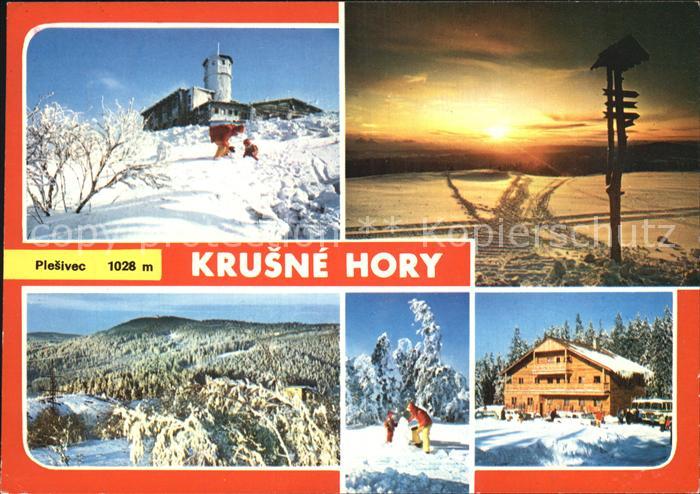Krusne Hory Plesivec Winterpanorama Erzgebirge Berghotel