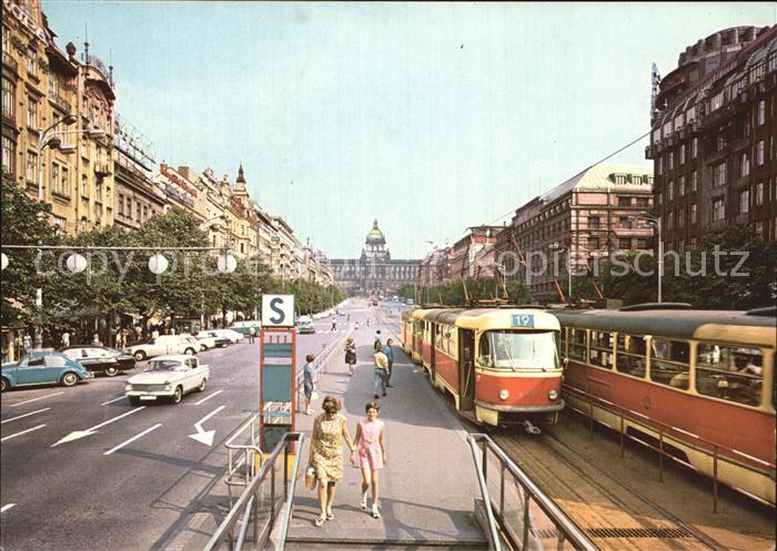 Praha Prahy Prague Vaclavske namesti Wenzelsplatz Strassenbahn