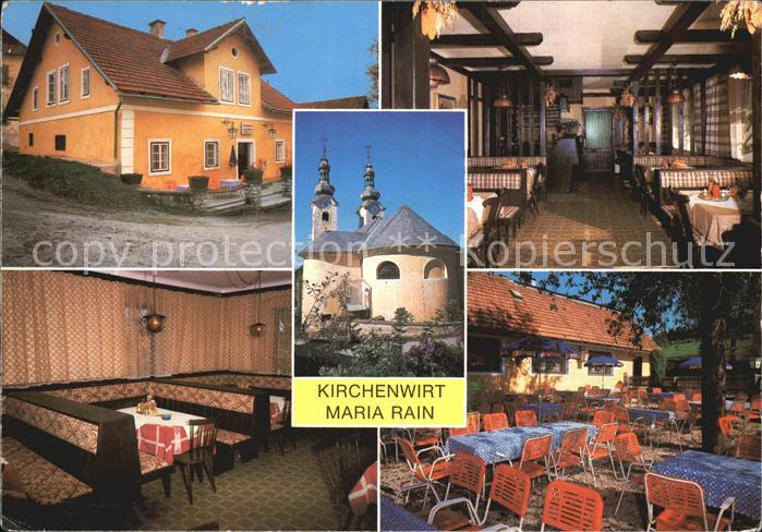 Maria Rain Kaernten Gasthof Kirchenwirt Gartenrestaurant Kirche