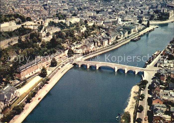 Namur Wallonie Pont de Jambes et confluent Sambre et Meuse vue aerienne