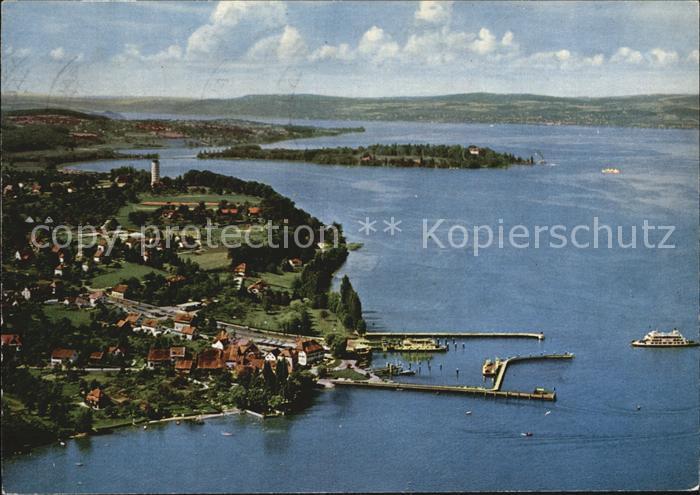 Staad Konstanz Faehrehafen Insel Mainau Bodensee Fliegeraufnahme
