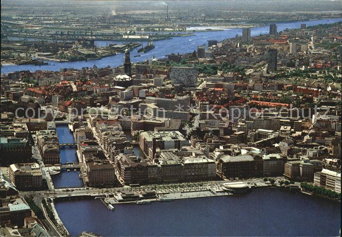 HAMBURG  CITY Jungfernstieg Binnenalster Elbe Hansestadt Fliegeraufnahme