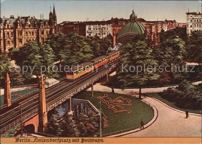 Alt Berlin Nollendorfplatz mit Hochbahn Kunstkarte nach handkoloriertem Kuenstle