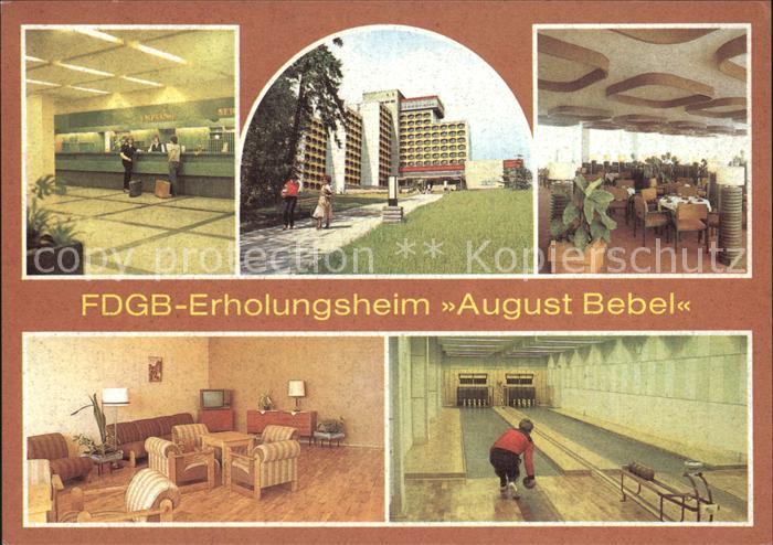 Friedrichroda FDGB Erholungsheim August Bebel Empfangshalle Fernsehraum Kegelbah