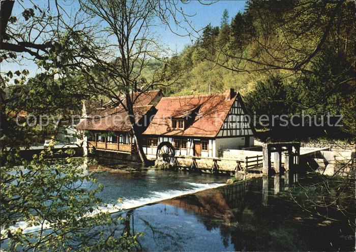Blaubeuren Hammerschmiede am Blautopf Wehr Wasserrad