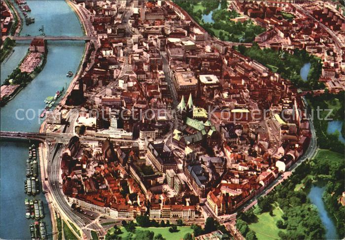 BREMEN  CITY City mit Dom und Weser Fliegeraufnahme