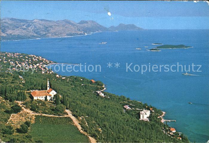 Orebic Panorama Kueste Fliegeraufnahme