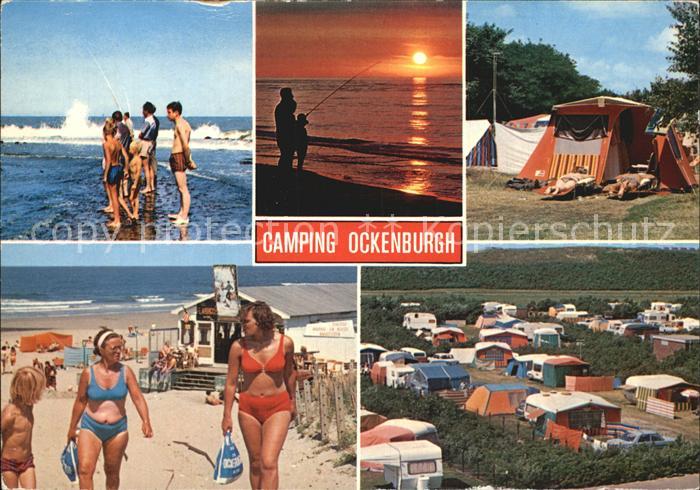 Loosduinen Kampeerterrein Ockenburg Strand Campingplatz Sonnenuntergang am Meer