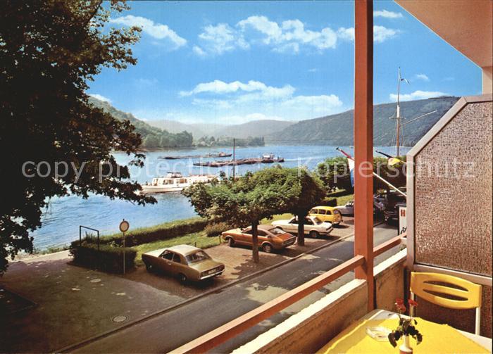 Bornhofen Kamp Hotel Garni Cafe Nickenig Blick ueber den Rhein