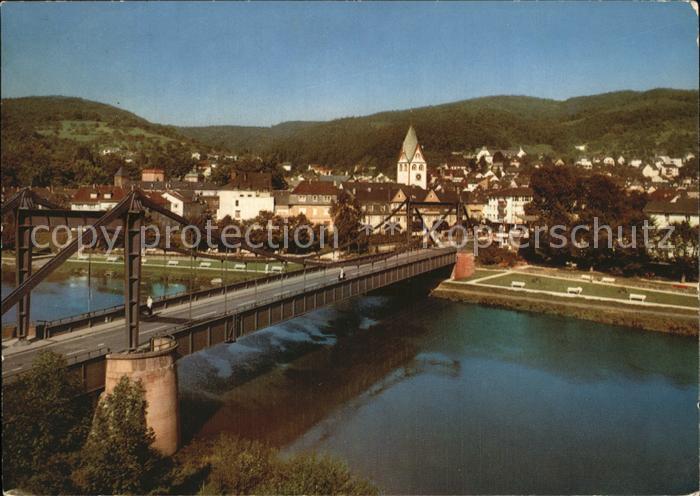 Bad Nassau Lahn Bruecke Ortsansicht mit Kirche