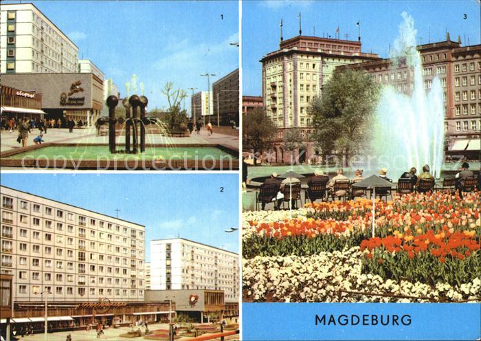 MAGDEBURG  CITY Karl Marx Strasse Wilhelm Pieck Allee Brunnen Fontaene
