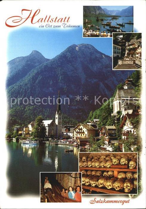 Hallstatt Austria Uferpartie am Hallstaettersee Salzsiedlung aus der Keltenzeit