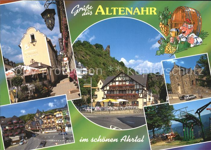 Altenahr Teilansichten Hotel Restaurant Sessellift Ahrtal Karikatur