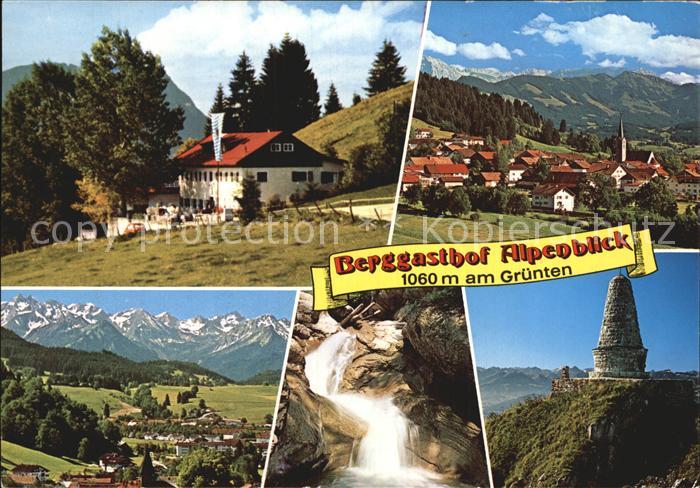 Burgberg Allgaeu Berggasthof Alpenblick am Gruenten Ortsansicht Wasserfall Denkm
