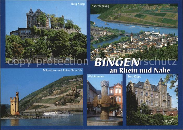 Bingen Rhein Nahemuendung Burg Klopp Weinbrunnen Maeuseturm Ruine Ehrenfels