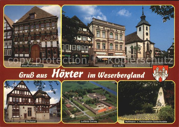 Hoexter Weser Fachwerkhaus Markt Kirche Hoffmann von Fallersleben Gedenkstaette
