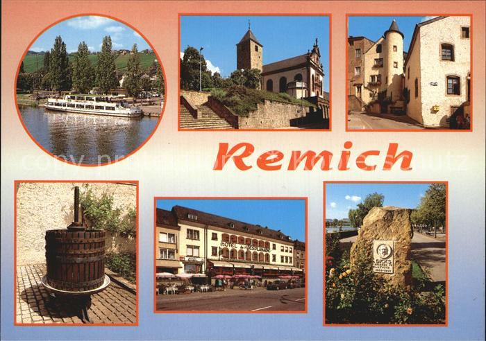 Remich Moselle Bateau Eglise St Etienne Vieille Tour Pressoir Hotel de l'Esplana