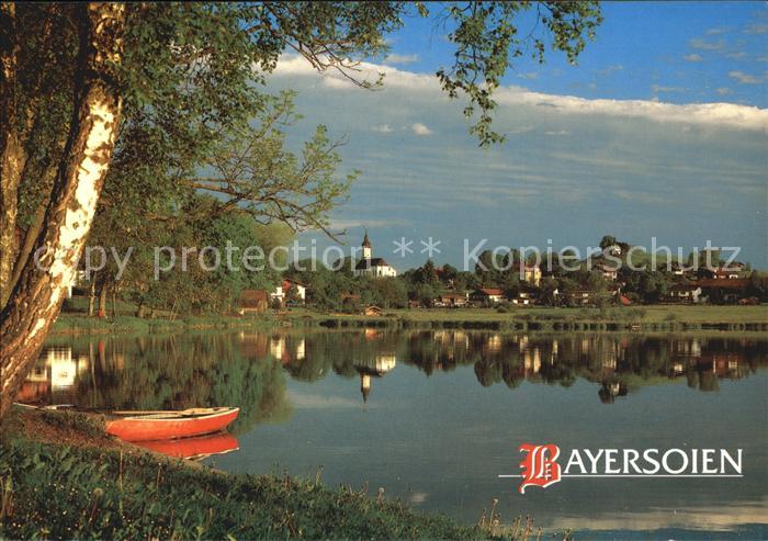 Bayersoien Bad Blick vom Seerundweg Moorbadeort im Pfaffenwinkel Wasserspiegelun