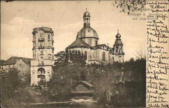 MANNHEIM BW Stadtparkt mit Sternwarte Jesuitenkirche