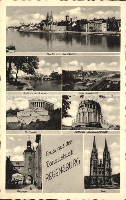 REGENSBURG Bayern Hauptbahnhof Dom Donau Walhalla Bruecktor