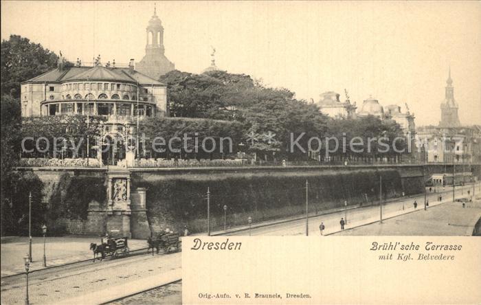 DRESDEN Elbe Bruehlsche Terrasse mit Belvedere