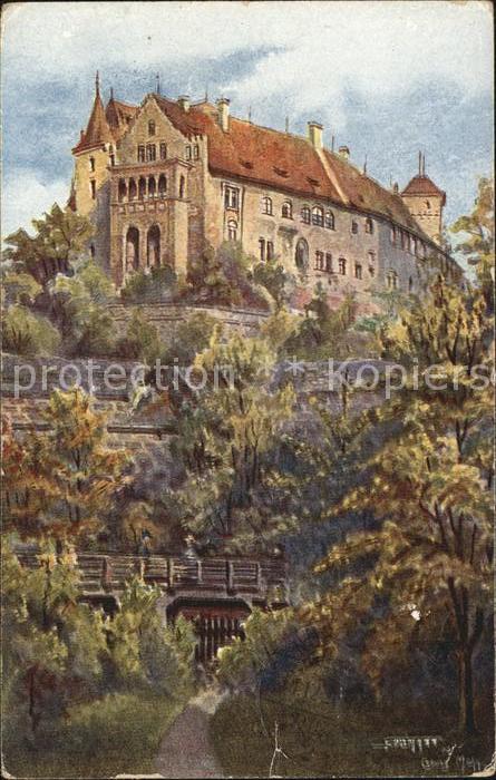 NueRNBERG  CITY Burg von Westen Kuenstlerkarte
