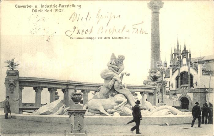 DuessELDORF CITY Industrie- und Gewerbeausstellung Centaurengruppe vor Kunstpal