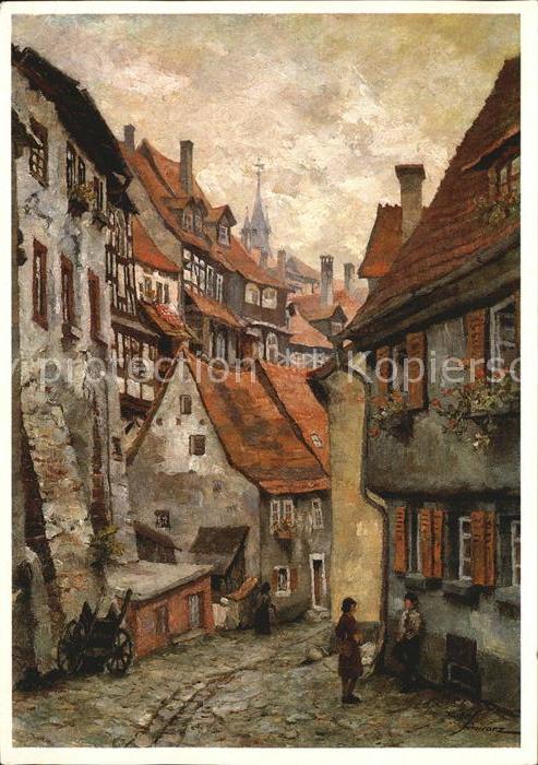 Weinheim Bergstrasse Kuenstlerkarte Partie Altweinheim Rudo Schwarz