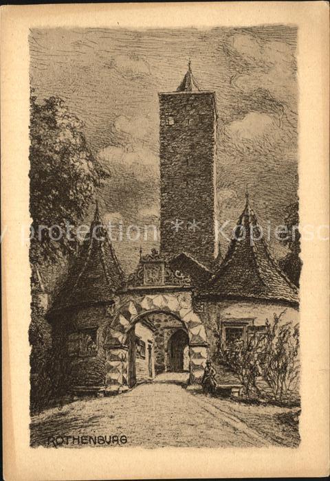 Rothenburg Tauber Burgtor Kuenstlerkarte