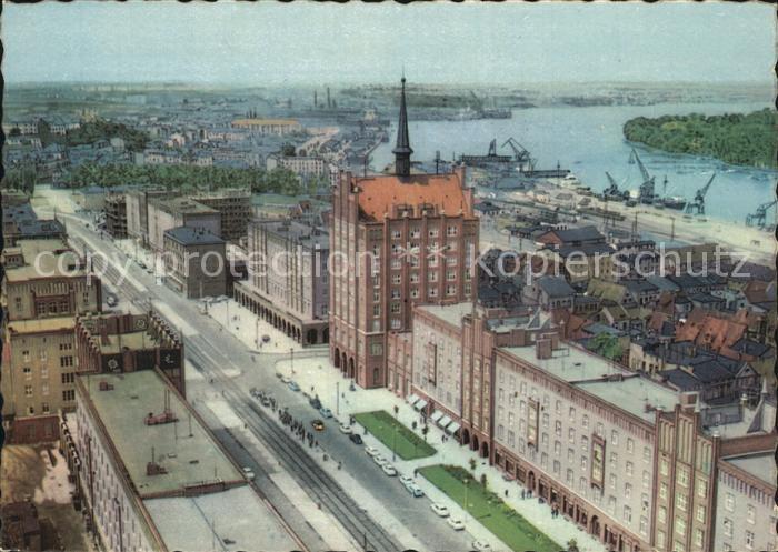ROSTOCK CITY Fliegeraufnahme Lange Strasse und Hafen